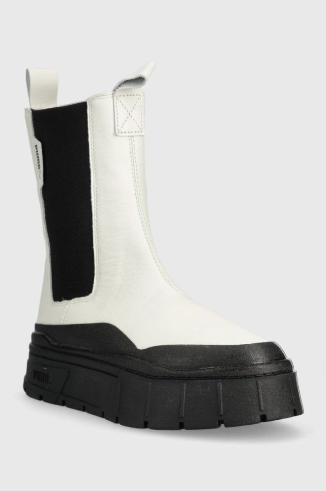 Шкіряні черевики Puma Mayze Stack жіночі колір білий на платформі 386272-01 фото 2