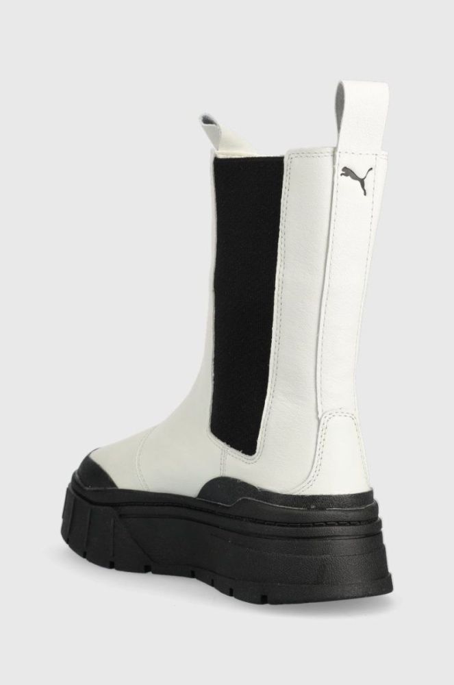 Шкіряні черевики Puma Mayze Stack жіночі колір білий на платформі 386272-01 фото 3