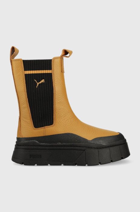 Шкіряні черевики Puma Mayze Stack Chelsea Casual Wns жіночі колір коричневий на платформі 386742-02 Шкіряні черевики Puma Mayze Stack Chelsea Casual Wns жіночі колір коричневий на платформі 386742-02