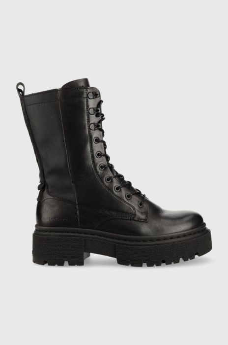 Шкіряні черевики G-Star Raw Kafey Pfm жіночі колір чорний на плоскому ходу Шкіряні черевики G-Star Raw Kafey Pfm жіночі колір чорний на плоскому ходу