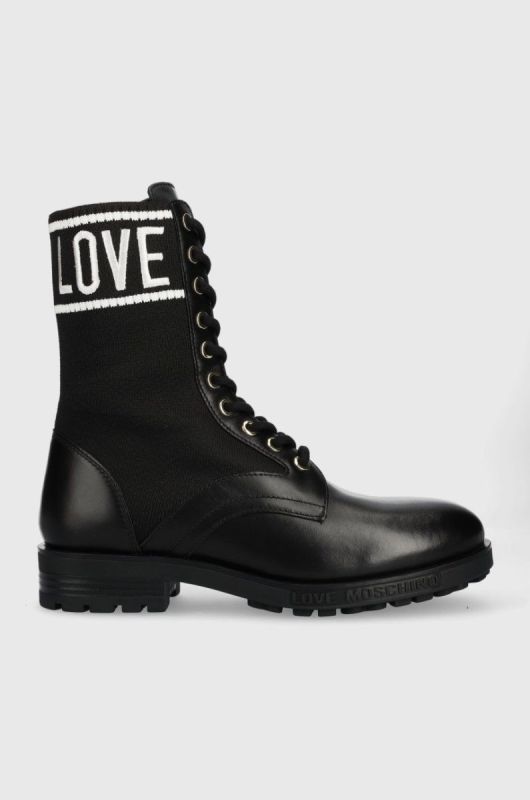 Черевики Love Moschino жіночі колір чорний на плоскому ходу (2513062)