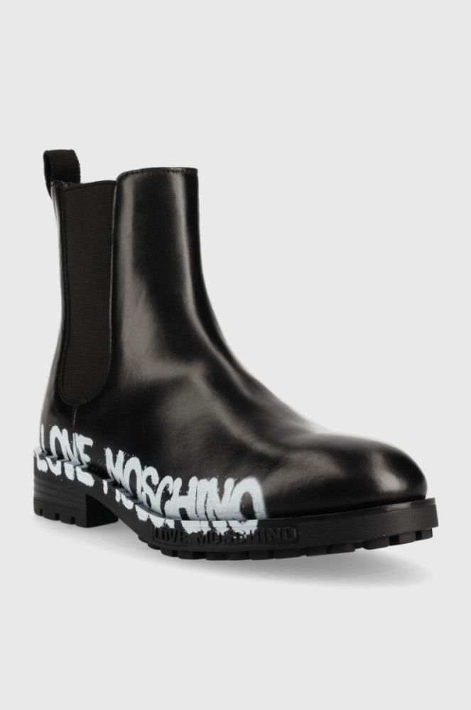 Шкіряні черевики Love Moschino жіночі колір чорний на плоскому ходу (2560636) фото 2