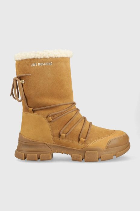 замшеві чоботи Love Moschino колір бежевий