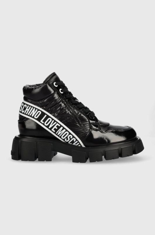 Черевики Love Moschino жіночі колір чорний на плоскому ходу (2849996)
