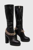 Чоботи Love Moschino жіночі колір чорний каблук блок