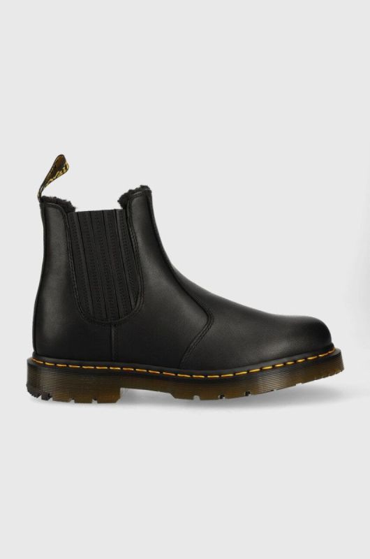 Шкіряні черевики Dr. Martens 2976 жіночі колір чорний на плоскому ходу утеплене DM27829001-Black