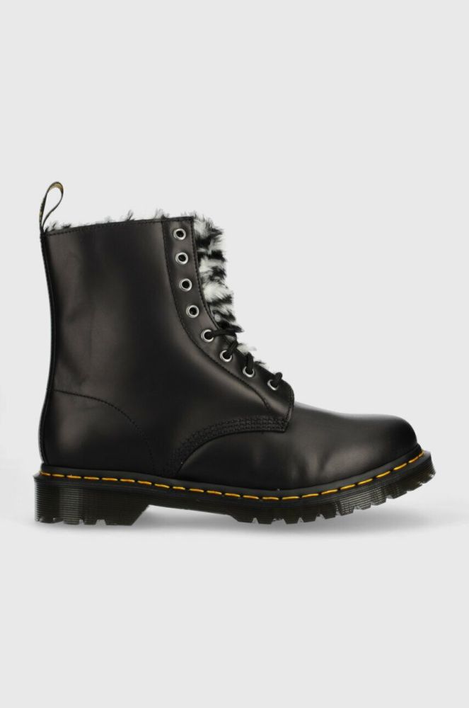 Шкіряні черевики Dr. Martens 1460 Serena жіночі колір чорний на плоскому ходу утеплене