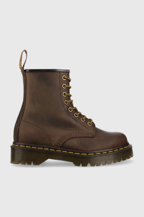 Шкіряні черевики Dr. Martens 1460 Bex жіночі колір коричневий на плоскому ходу Шкіряні черевики Dr. Martens 1460 Bex жіночі колір коричневий на плоскому ходу