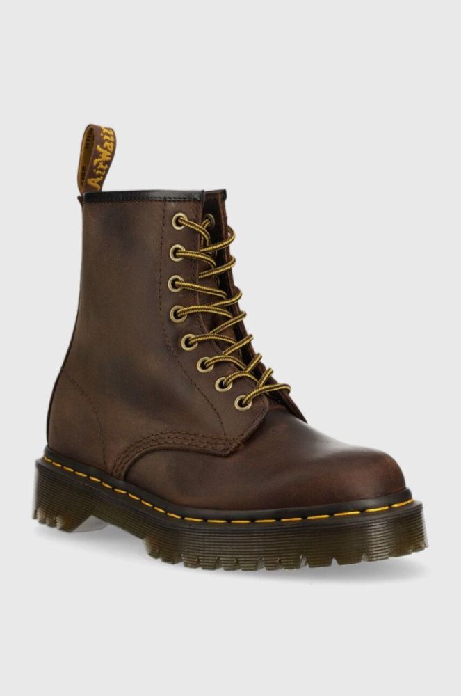 Шкіряні черевики Dr. Martens 1460 Bex жіночі колір коричневий на плоскому ходу фото 2