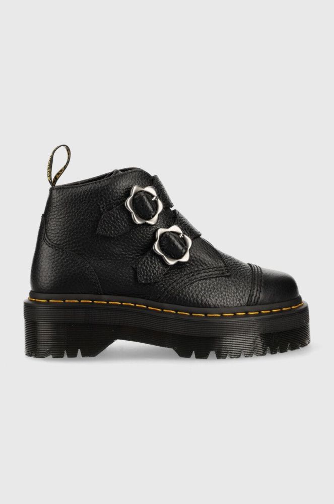 Шкіряні черевики Dr. Martens Devon Flwr жіночі колір чорний на платформі DM27642001-Black