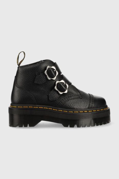 Шкіряні черевики Dr. Martens Devon Flwr жіночі колір чорний на платформі DM27642001-Black Шкіряні черевики Dr. Martens Devon Flwr жіночі колір чорний на платформі DM27642001-Black