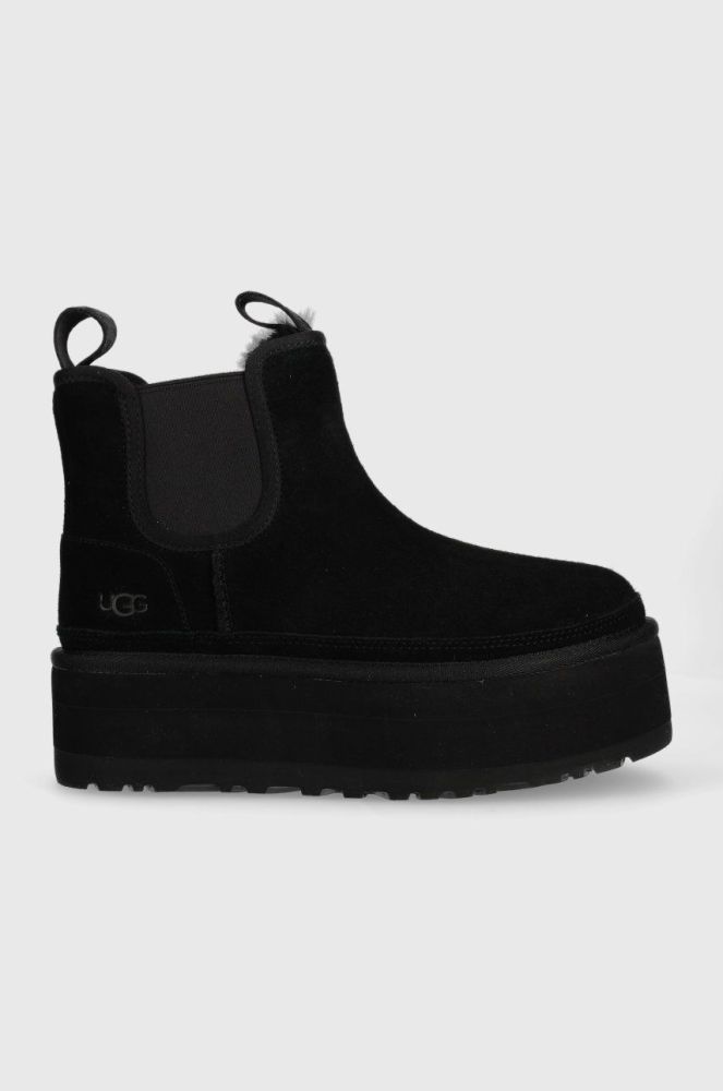 Замшеві черевики UGG W Neumel Platform Chelsea жіночі колір чорний на платформі утеплене