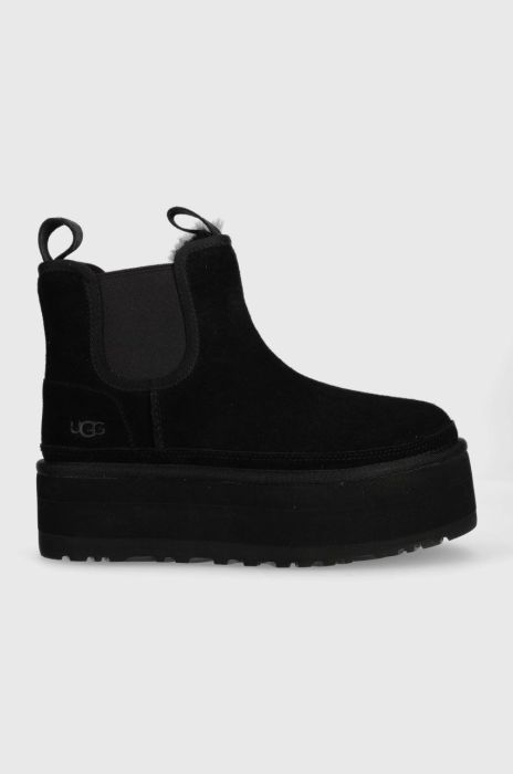 Замшеві черевики UGG W Neumel Platform Chelsea жіночі колір чорний на платформі утеплене Замшеві черевики UGG W Neumel Platform Chelsea жіночі колір чорний на платформі утеплене