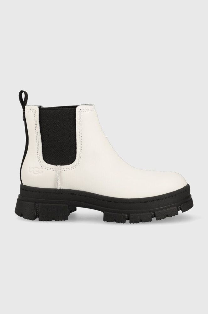 Черевики UGG W Ashton Chelsea жіночі колір білий на плоскому ходу 1130515.WHT-WHT