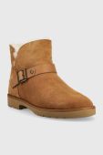 Замшеві черевики UGG W Romely Short Buckle жіночі колір коричневий на плоскому ходу утеплене