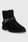 Шкіряні черевики UGG W Romely Short Buckle жіночі колір чорний на плоскому ходу утеплене