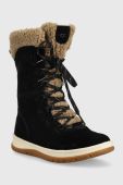 Замшеві кросівки UGG Lakesider Tall Lace жіночі колір чорний на плоскому ходу злегка утеплена