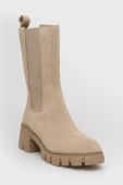 Замшеві черевики Steve Madden Aq-hype жіночі колір бежевий каблук блок