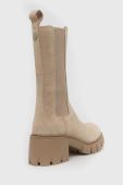 Замшеві черевики Steve Madden Aq-hype жіночі колір бежевий каблук блок