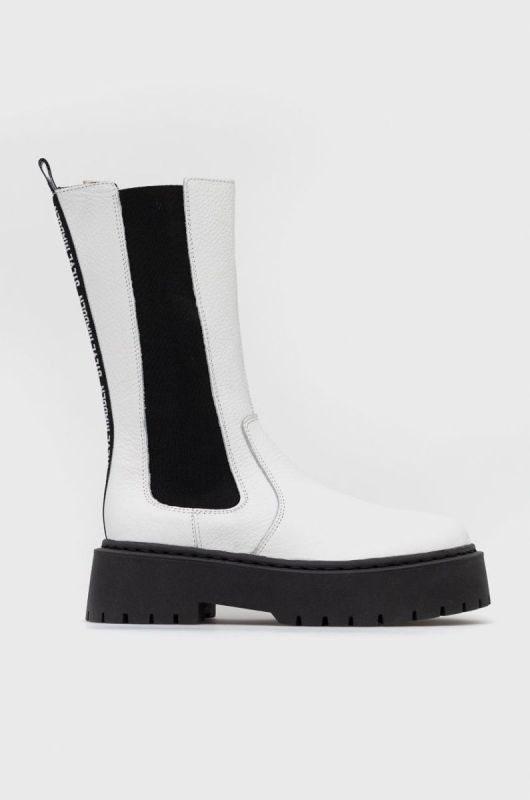 Шкіряні черевики Steve Madden Vivianne жіночі колір білий на платформі