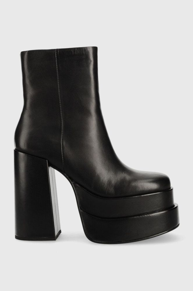 Шкіряні черевики Steve Madden Cobra жіночі колір чорний каблук блок