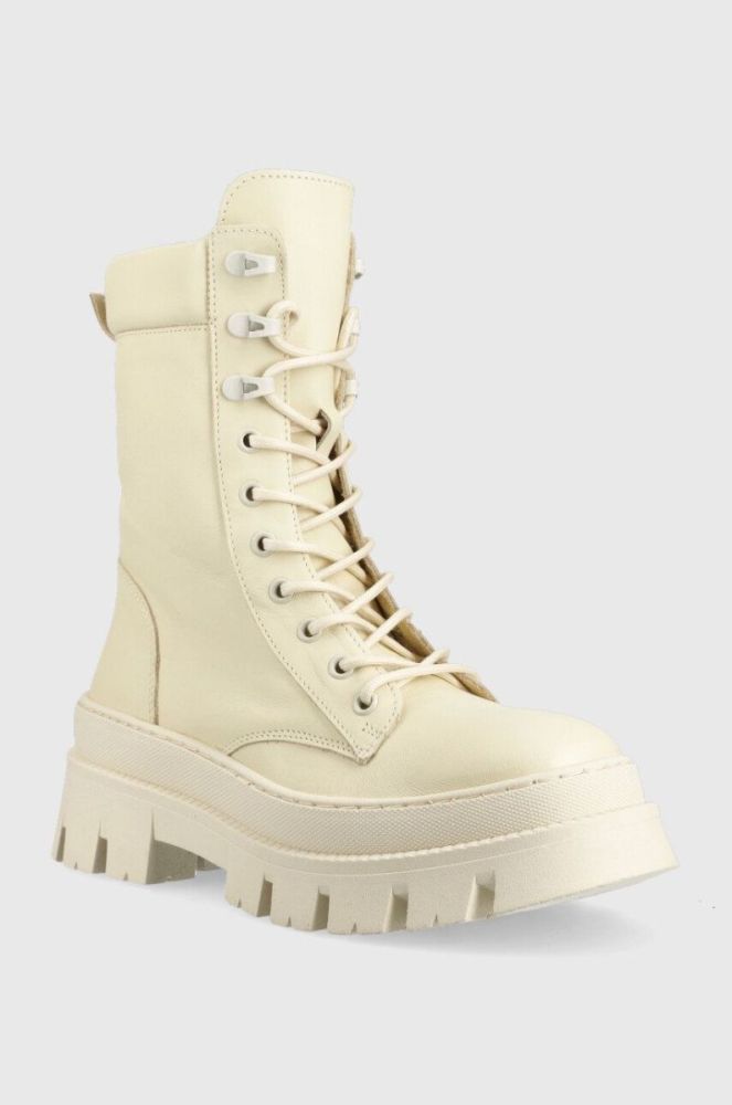 Шкіряні черевики Steve Madden Fezza жіночі колір бежевий на плоскому ходу злегка утеплена фото 2