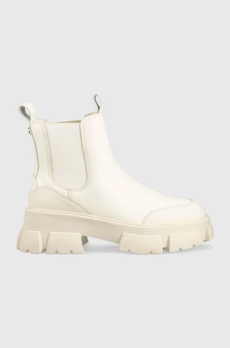 Шкіряні черевики Steve Madden Cave жіночі колір бежевий на платформі Шкіряні черевики Steve Madden Cave жіночі колір бежевий на платформі