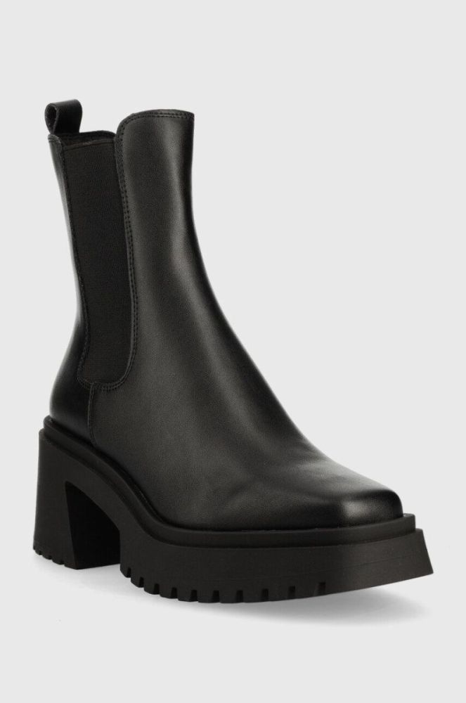 Шкіряні черевики Steve Madden Parkway жіночі колір чорний каблук блок фото 2