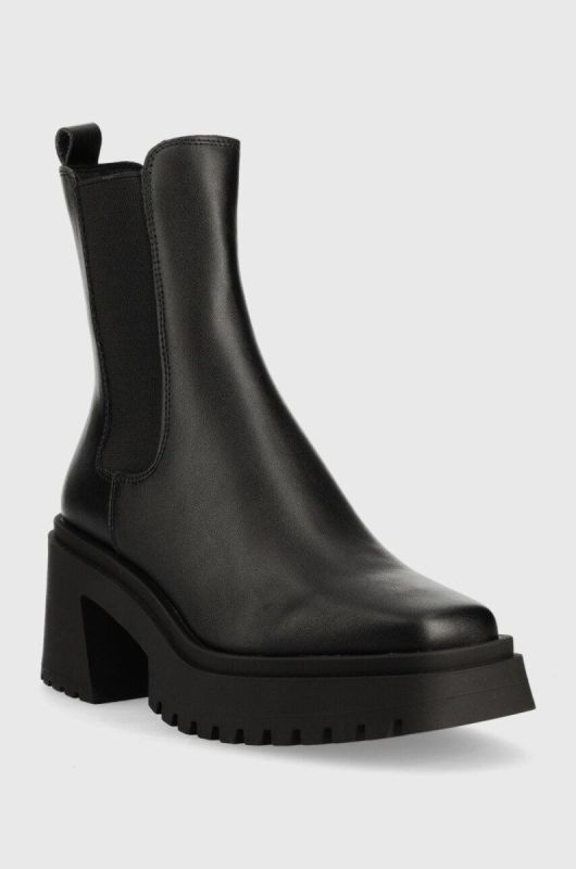 Шкіряні черевики Steve Madden Parkway жіночі колір чорний каблук блок фото 2