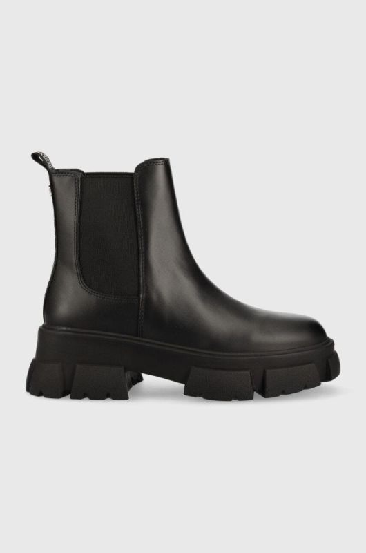 Шкіряні черевики Steve Madden Tunnel жіночі колір чорний на платформі