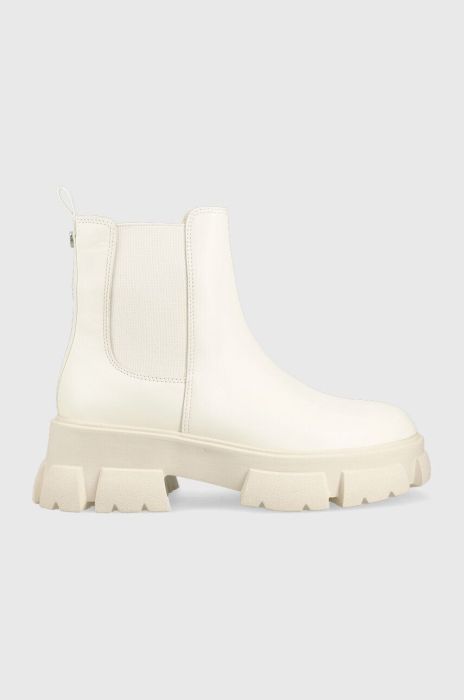 Шкіряні черевики Steve Madden Tunnel жіночі колір бежевий на платформі Шкіряні черевики Steve Madden Tunnel жіночі колір бежевий на платформі