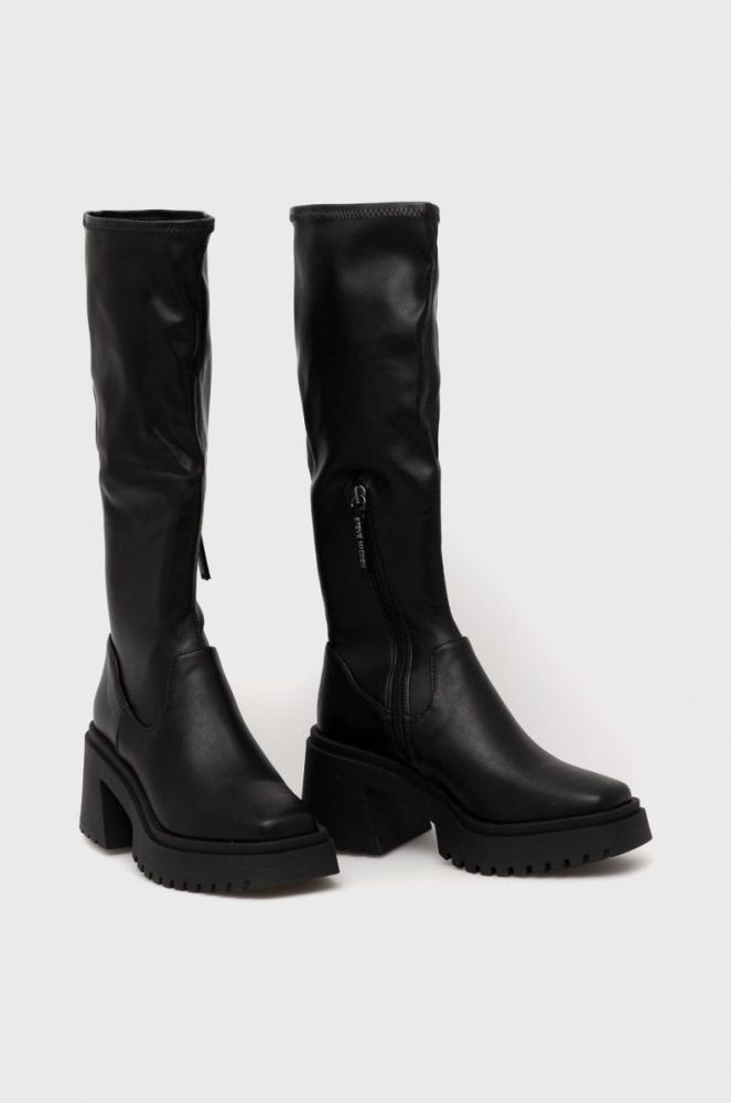Чоботи Steve Madden Jetstream жіночі колір чорний каблук блок фото 2