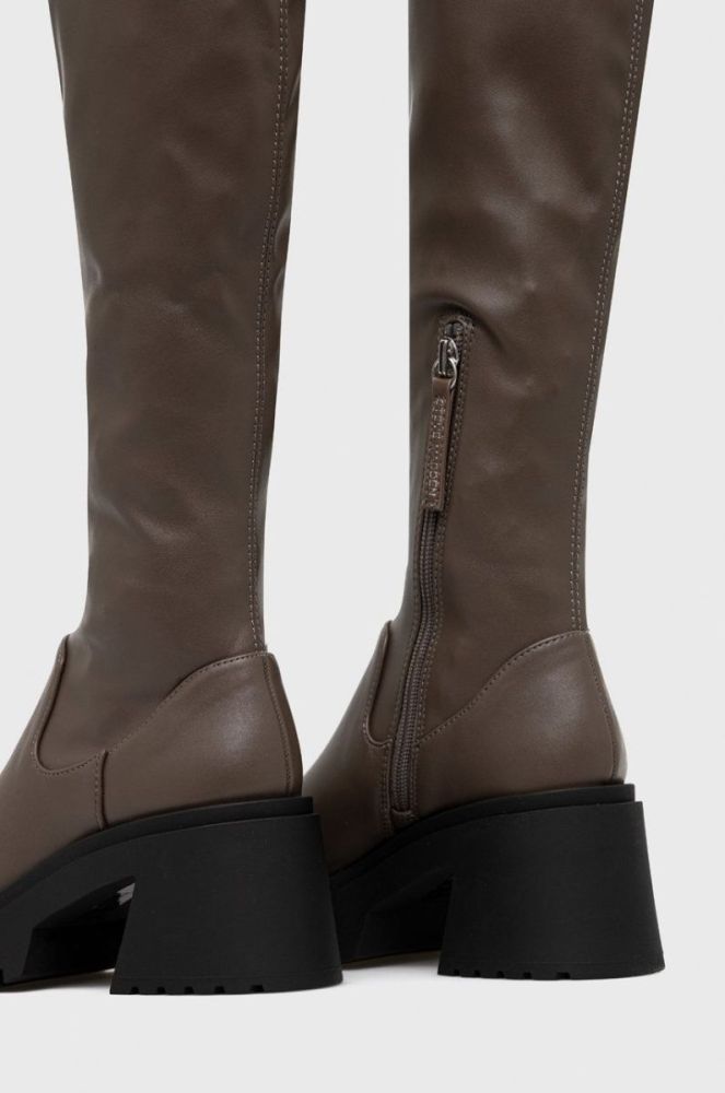 Чоботи Steve Madden Jetstream жіночі колір коричневий каблук блок фото 3
