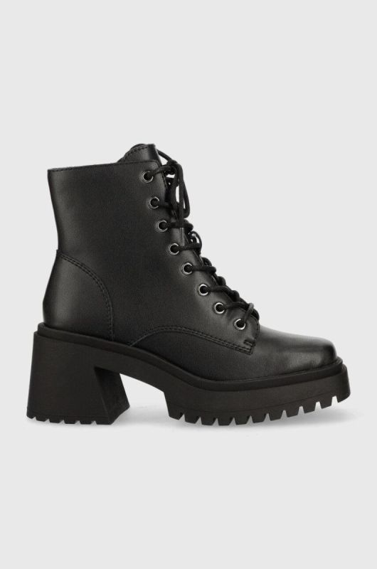 Шкіряні черевики Steve Madden Freeport жіночі колір чорний каблук блок