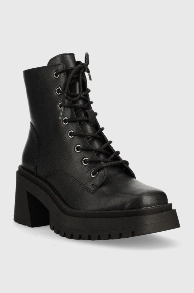 Шкіряні черевики Steve Madden Freeport жіночі колір чорний каблук блок фото 2