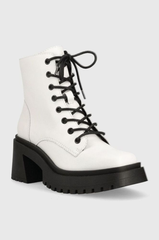 Шкіряні черевики Steve Madden Freeport жіночі колір білий каблук блок фото 2