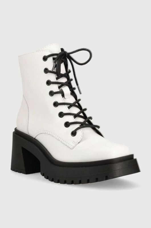 Шкіряні черевики Steve Madden Freeport жіночі колір білий каблук блок фото 2