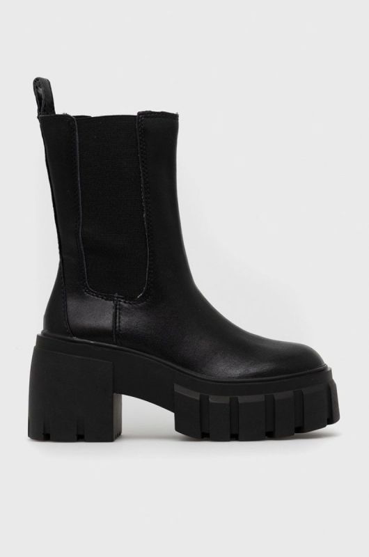 Шкіряні черевики Steve Madden Ballistic жіночі колір чорний каблук блок