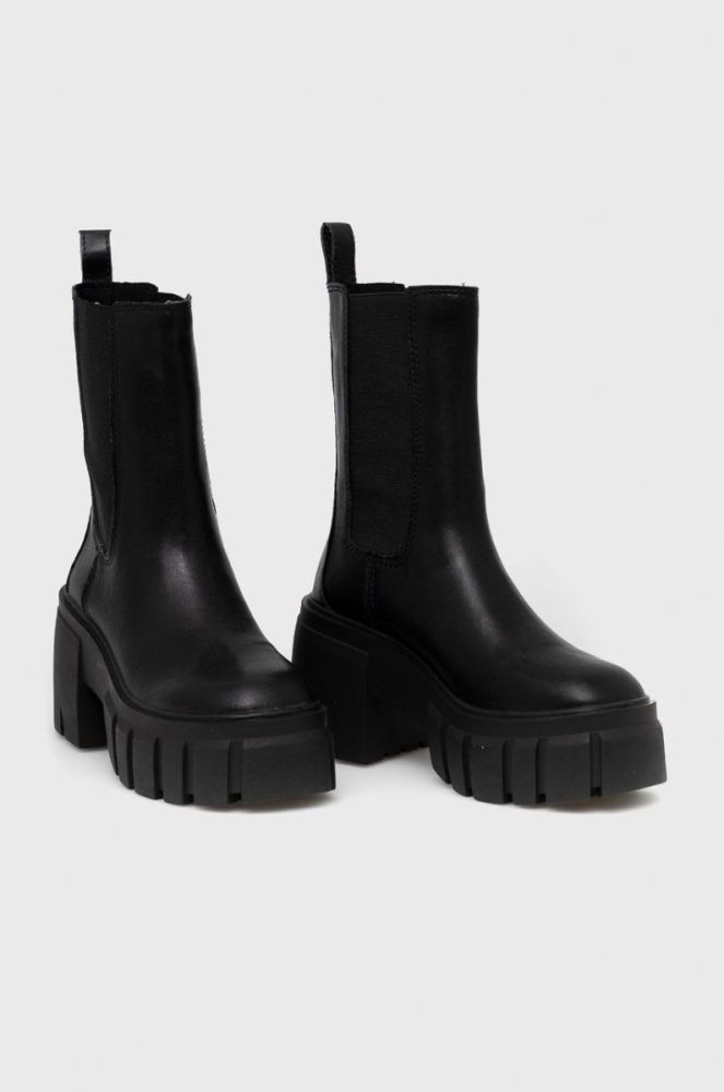 Шкіряні черевики Steve Madden Ballistic жіночі колір чорний каблук блок фото 2
