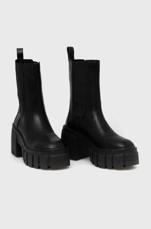 Шкіряні черевики Steve Madden Ballistic жіночі колір чорний каблук блок фото 2