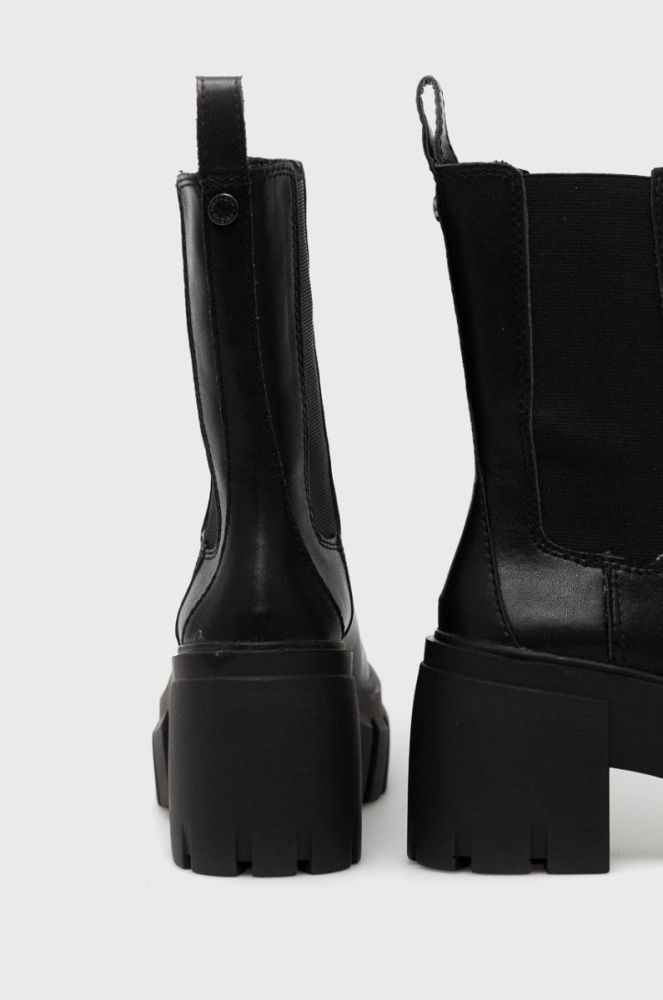 Шкіряні черевики Steve Madden Ballistic жіночі колір чорний каблук блок фото 3
