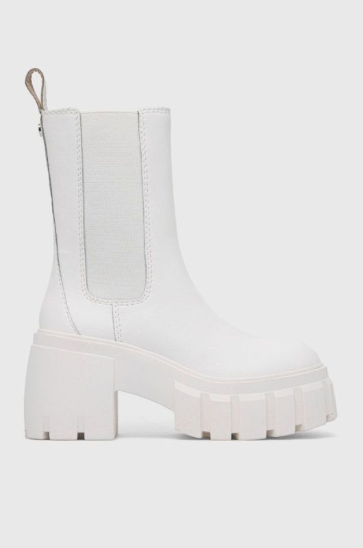 Шкіряні черевики Steve Madden Ballistic жіночі колір білий каблук блок