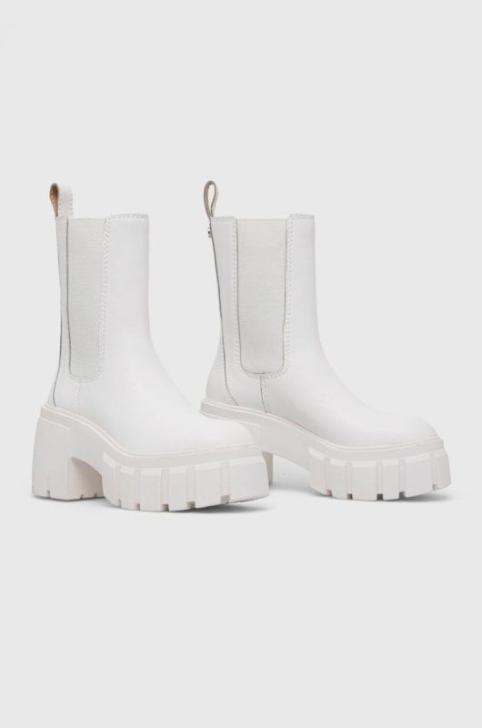 Шкіряні черевики Steve Madden Ballistic жіночі колір білий каблук блок фото 2