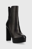 Шкіряні черевики Guess Dennis жіночі колір чорний каблук блок