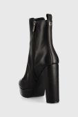 Шкіряні черевики Guess Dennis жіночі колір чорний каблук блок