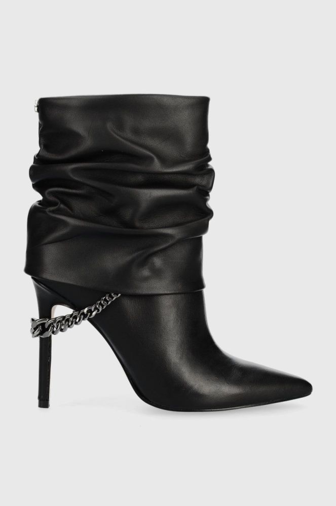 Шкіряні черевики Guess Sabrea жіночі колір чорний на шпильці