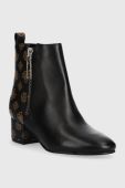 Шкіряні черевики Guess Saeda жіночі колір чорний каблук блок
