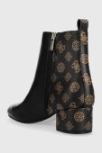 Шкіряні черевики Guess Saeda жіночі колір чорний каблук блок