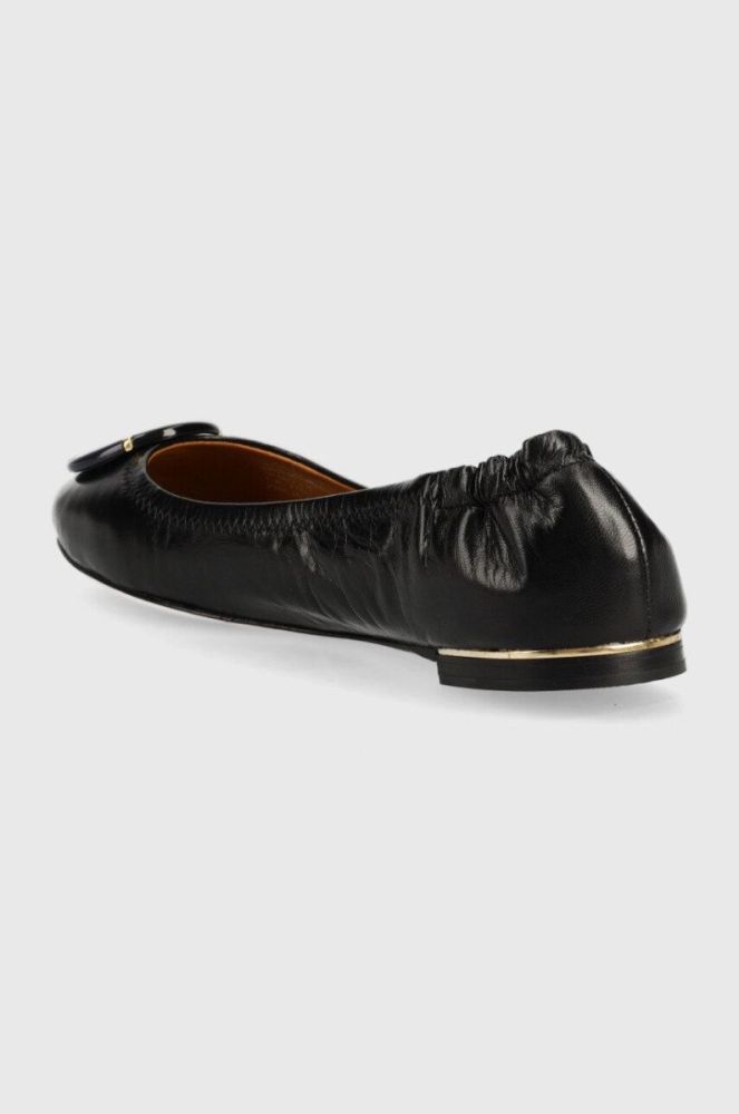 Шкіряні балетки Tory Burch Multi Logo колір чорний фото 3