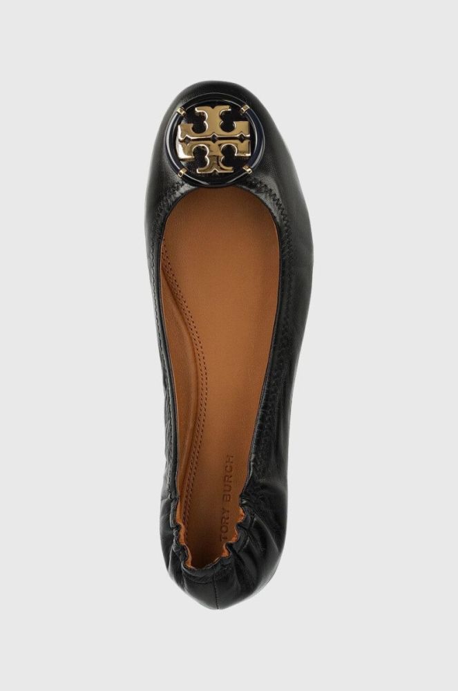 Шкіряні балетки Tory Burch Multi Logo колір чорний фото 4
